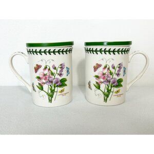 Set of 2 Portmeirion Botanic Garden Sweet Pea Mug & Green Band Coaster Sets